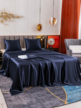 [Bleu Foncé] SilkSilky-FR Parure de Lit Soie 003