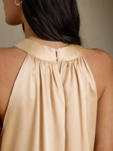 [Champagne] SilkSilky-FR Sleeveless Halter Femme T-Shirt 005