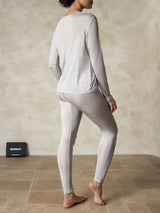 [Argent] SilkSilky-FR Manches longues Col Rond Sous Vêtements Longs Femme 002