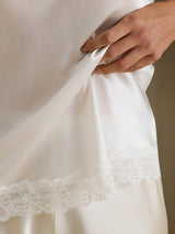 [Blanc] SilkSilky-FR Spaghetti Strap V Neck Top À Fines Brides 005