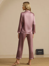 [Mauve Pâle] SilkSilky-FR Long Sleeve Lapel Collar Femme Pyjamas 002