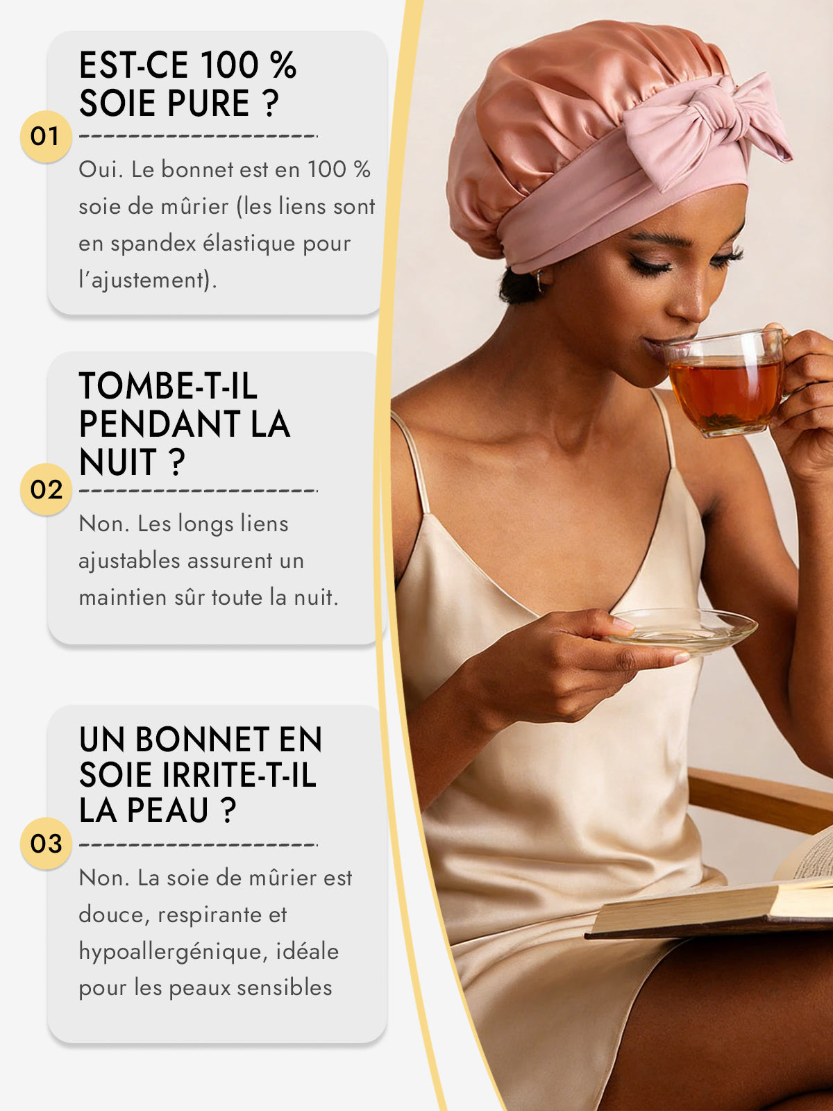 [Rose] SilkSilky-FR Soie Sleep Cap 006