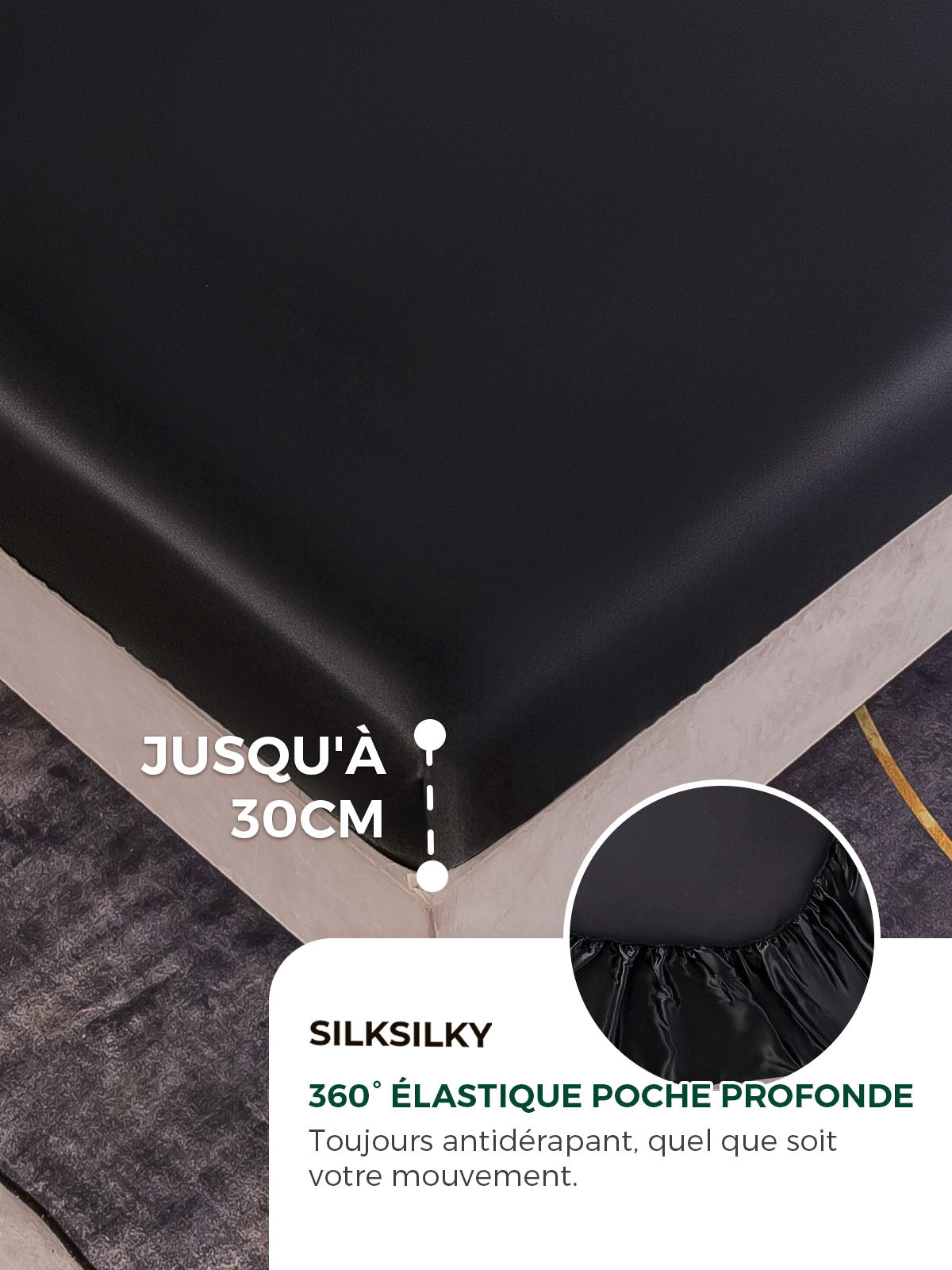 [Noir] SilkSilky-FR 22Momme Pure Soie Bedding Set 004