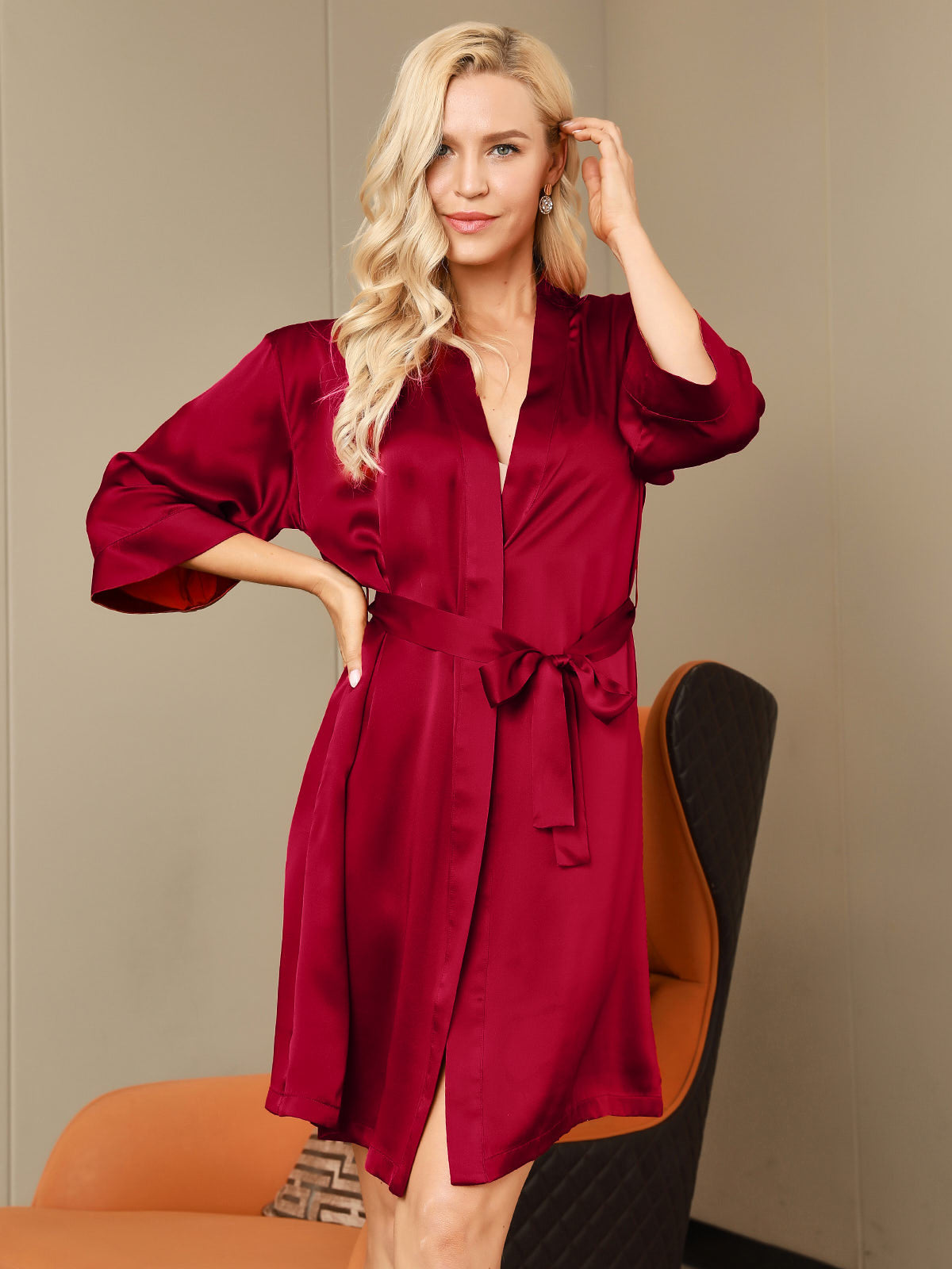 [Rouge Vineux] SilkSilky-FR Pure Soie Womens Robe 005