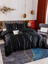 [Noir] SilkSilky-FR Parure de Lit Soie 001
