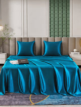 [Bleu Royal] SilkSilky-FR Parure de Lit Soie 001