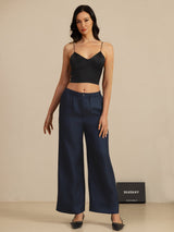 [Noir] SilkSilky-FR Spaghetti Strap V Neck Top À Fines Brides 007