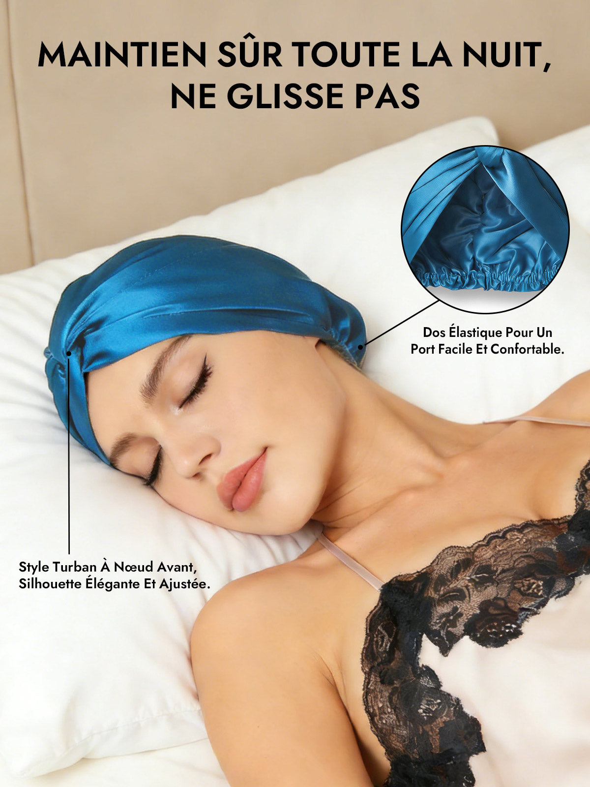 [Bleu Royal] SilkSilky-FR Bonnets de Nuit 006