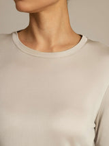 [Gris] SilkSilky-FR Long Sleeve Crew Neck Femme T-Shirt 004