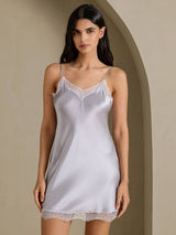 [Argent] SilkSilky-FR Sleeveless Sweetheart Neck Chemises de nuit 001