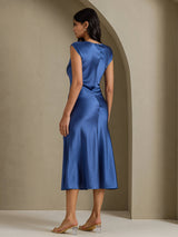 [Bleu Canard Véritable] SilkSilky-FR Cap Sleeve Robes 002