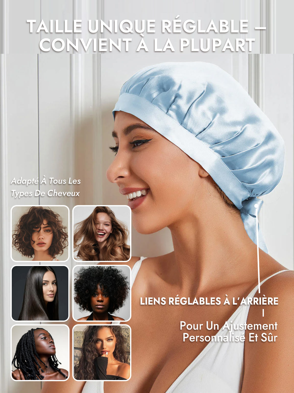[Bleu Clair] SilkSilky-FR Bonnets de Nuit 006