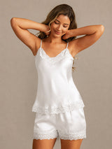 [Blanc] SilkSilky-FR Sleeveless V Neck Ensemble Camisole 006
