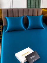 [Bleu Royal] SilkSilky-FR Parure de Lit Soie 005