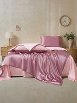 [MauvePâle+RoseClair] SilkSilky-FR 19Momme Parure de Lit Soie 002