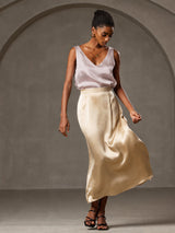 [Gris Ombre] SilkSilky-FR Sleeveless V Neck Top À Fines Brides 005