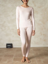 [Rose Clair] SilkSilky-FR Manches longues Col Rond Sous Vêtements Longs Femme 001