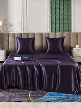 [Violet Foncé] SilkSilky-FR Parure de Lit Soie 001