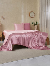 [MauvePâle+RoseClair] SilkSilky-FR Parure de Lit Soie 002