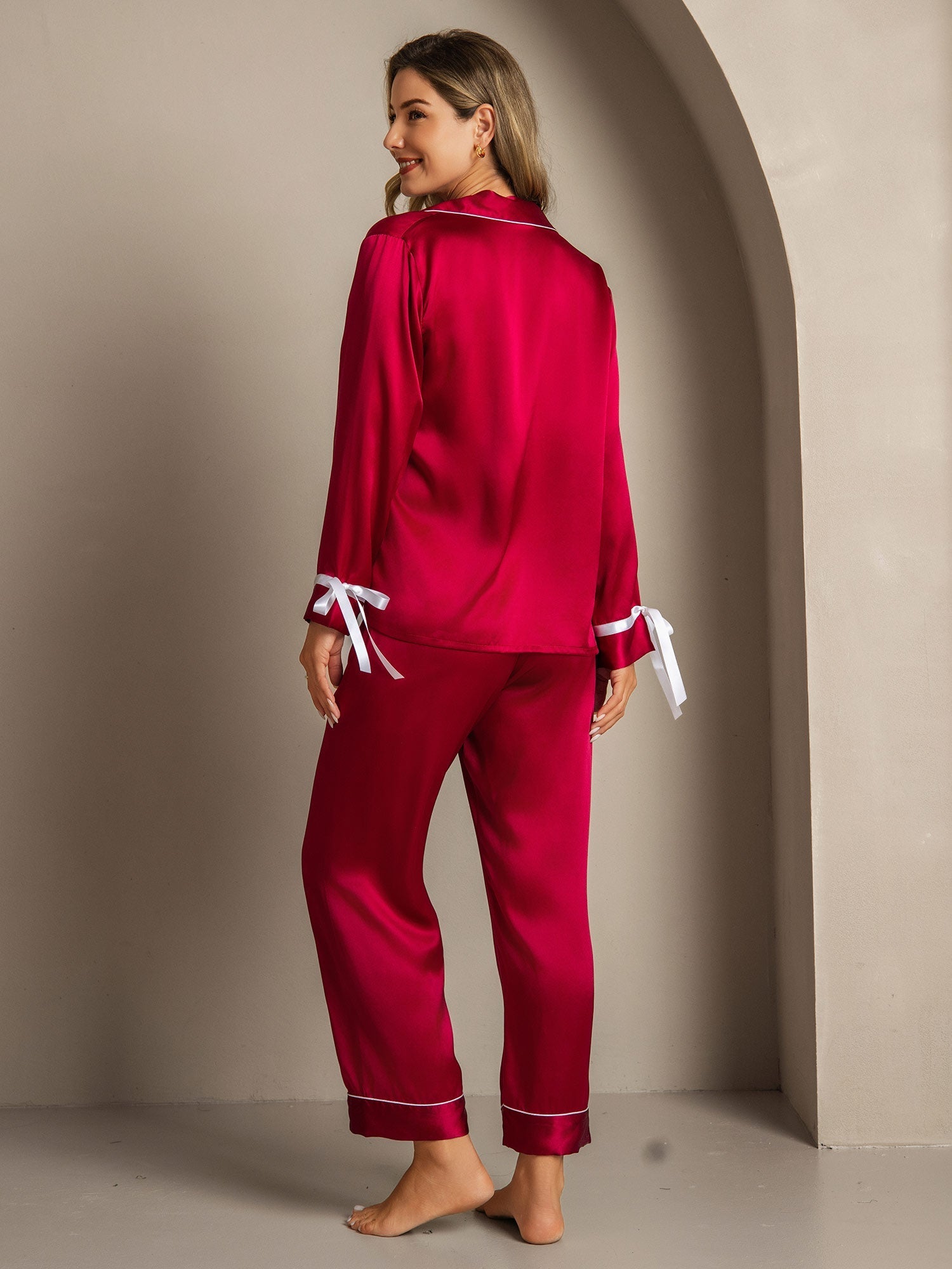 [Rouge Vineux] SilkSilky-FR Soie Womens Pajamas 002,