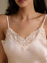 [Rose] SilkSilky-FR Sleeveless V Neck Chemises de nuit 004