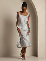 [Gris Griffin] SilkSilky-FR Sleeveless Top À Fines Brides 007