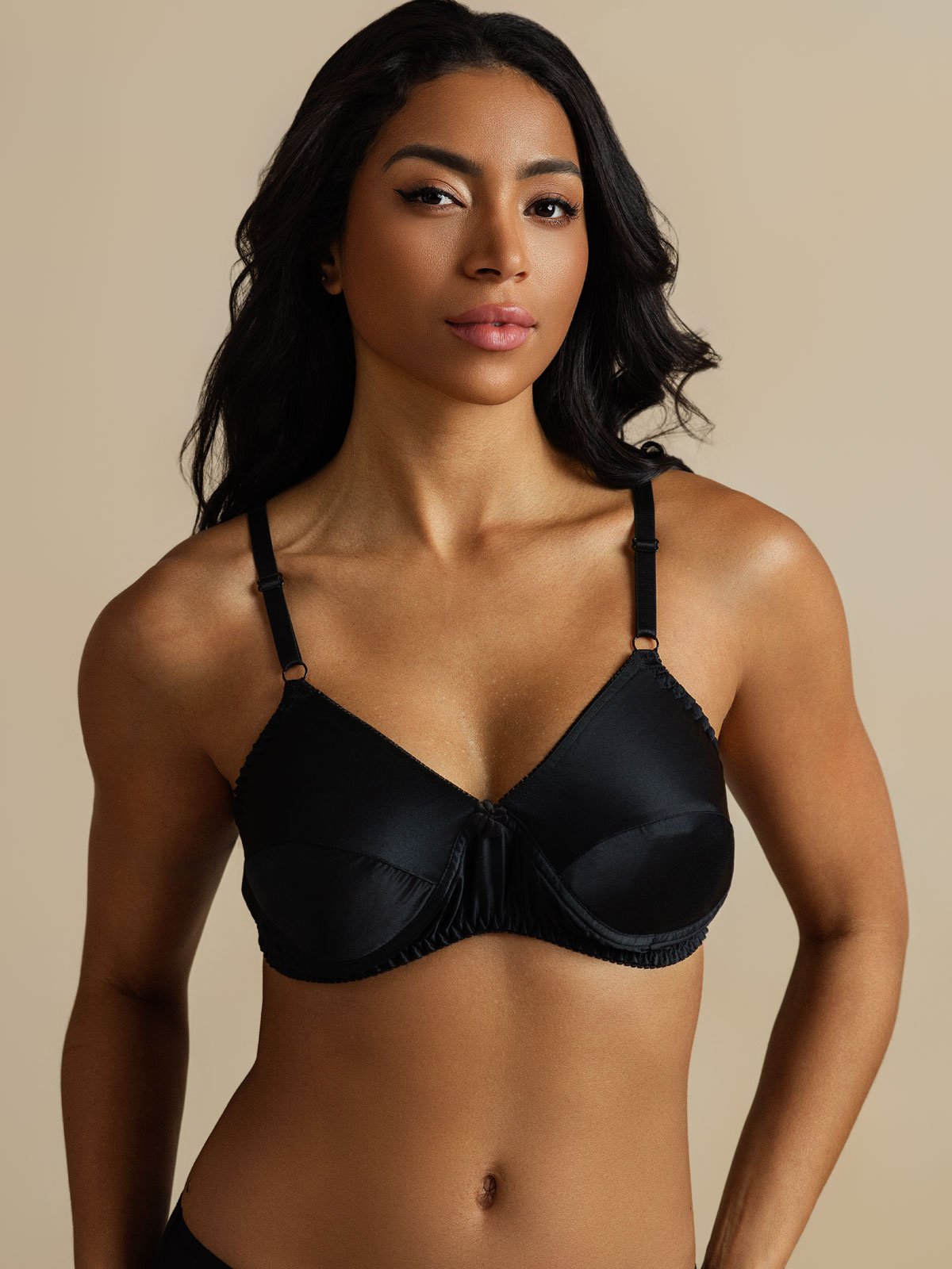 [Noir] SilkSilky-FR Soie Bra 003,