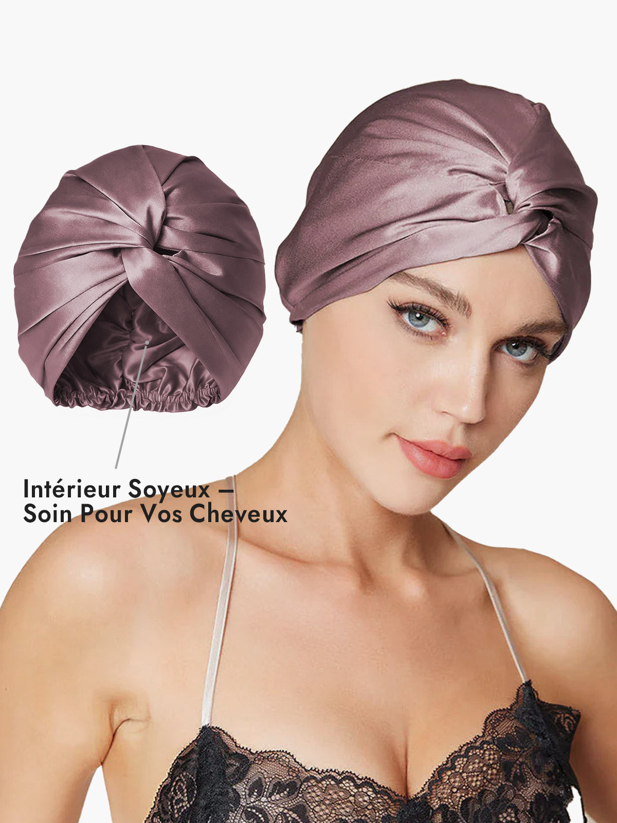 [Mauve Pâle] SilkSilky-FR Bonnets de Nuit 004