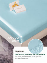[Bleu Clair] SilkSilky-FR Parure de Lit Soie 004