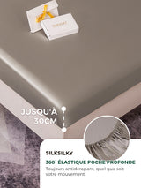 [Gris] SilkSilky-FR Parure de Lit Soie 004