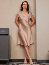 [Toscane] SilkSilky-FR Cap Sleeve V Neck Chemises de nuit 003