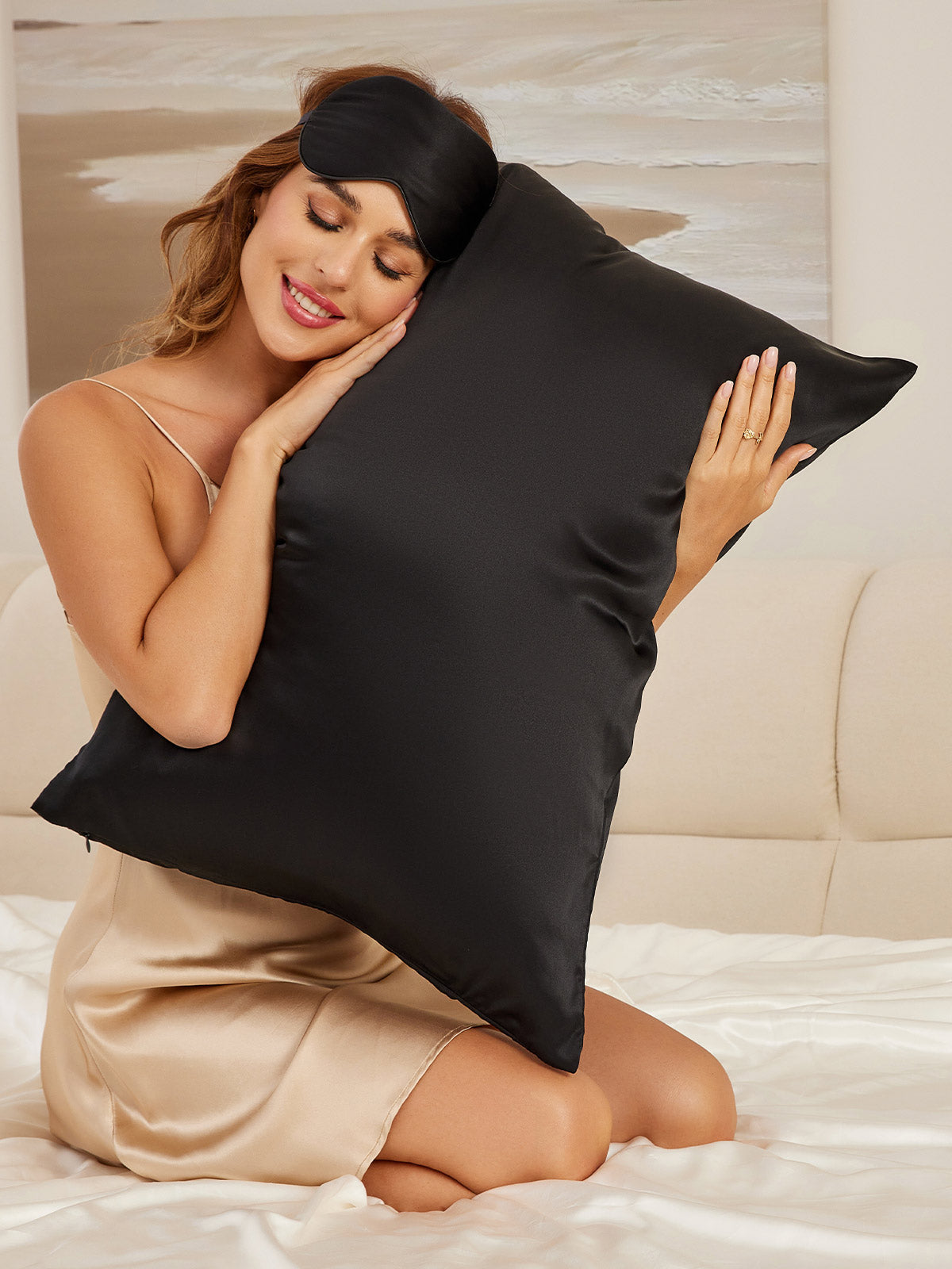 SilkSilky FR 22Momme Pure Soie Pillowcase Set Noir 001