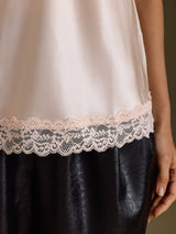 [Rose] SilkSilky-FR Spaghetti Strap V Neck Top À Fines Brides 005
