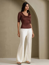 [Café] SilkSilky-FR Half Sleeve Femme T-Shirt 007