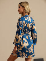 [Dragon Navy] SilkSilky-FR 3/4 Sleeve Femme Peignoir 002