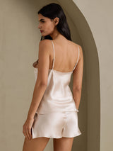 [Beige] SilkSilky-FR Sleeveless V Neck Ensemble Camisole 002
