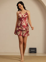 [Dragon Bordeaux] SilkSilky-FR Spaghetti Strap V Neck Ensemble Camisole 007