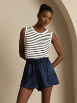 [Bleu Foncé] SilkSilky-FR 19Momme Femme Shorts 004