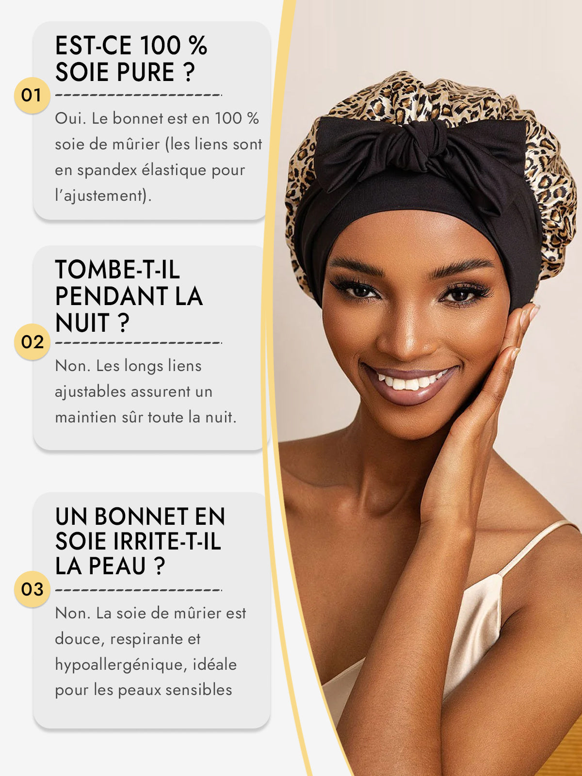 [Leopard] SilkSilky-FR Soie Sleep Cap 006