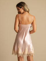 [Rose] SilkSilky-FR Sleeveless V Neck Chemises de nuit 002