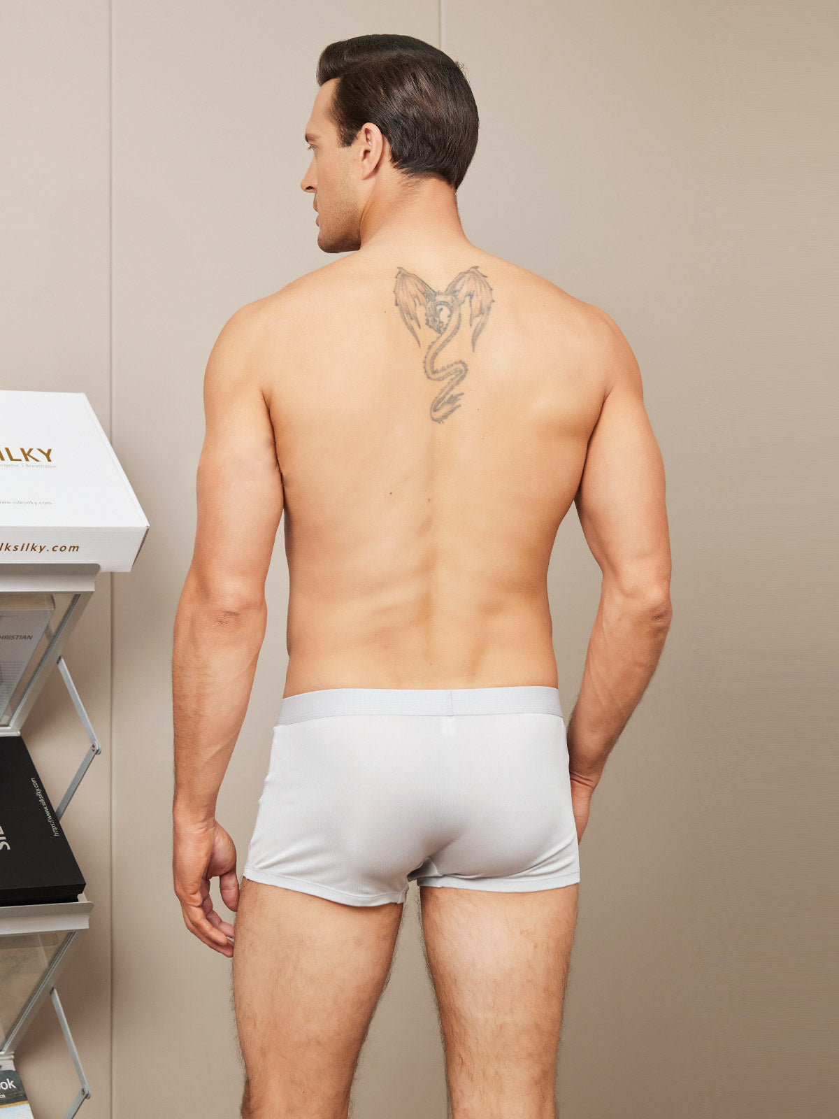 [Gris] SilkSilky-FR Pure Soie Mens Underwear 002