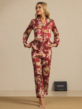 [Dragon Bordeaux] SilkSilky-FR Long Sleeve Lapel Collar Femme Pyjamas 006