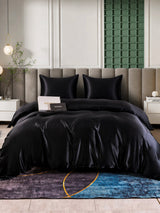 [Noir] SilkSilky-FR Parure de Lit Soie 001