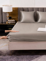 [Gris] SilkSilky-FR Parure de Lit Soie 006
