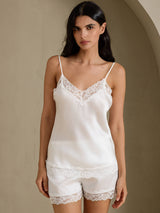 [Blanc] SilkSilky-FR Sleeveless V Neck Ensemble Camisole 001