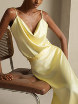 [Jaune Clair] SilkSilky-FR Spaghetti Strap Cowl Neck Women's Outfit Sets 008