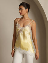 [Jaune Clair] SilkSilky-FR Spaghetti Strap V Neck Top À Fines Brides 006
