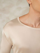 [Tan] SilkSilky-FR Long Sleeve Round Neck Sous Vêtements Longs Homme 005