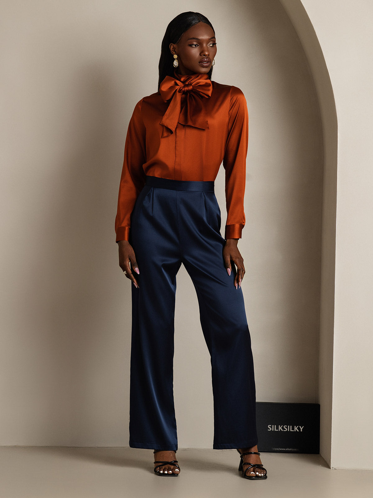 [Caramel] SilkSilky-FR 19Momme Soie Womens Shirt 009