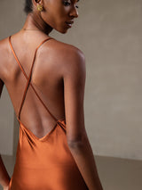 [Caramel] SilkSilky-FR Pure Soie Sans manches Col en V Robes 001